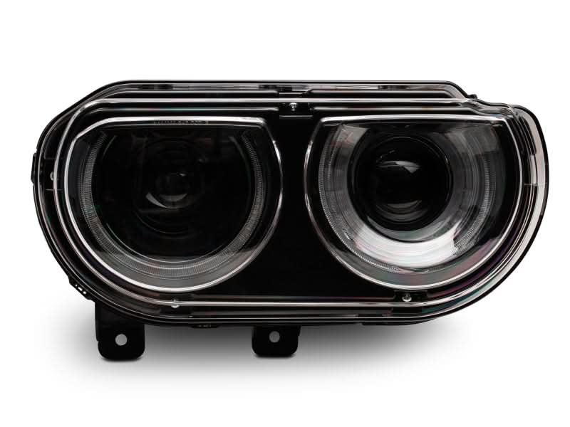 Raxiom 08-14 Dodge Challenger Halo Projctr Headlights w/Sequential Turn Signals-Blk Hsng(Clear Lens).