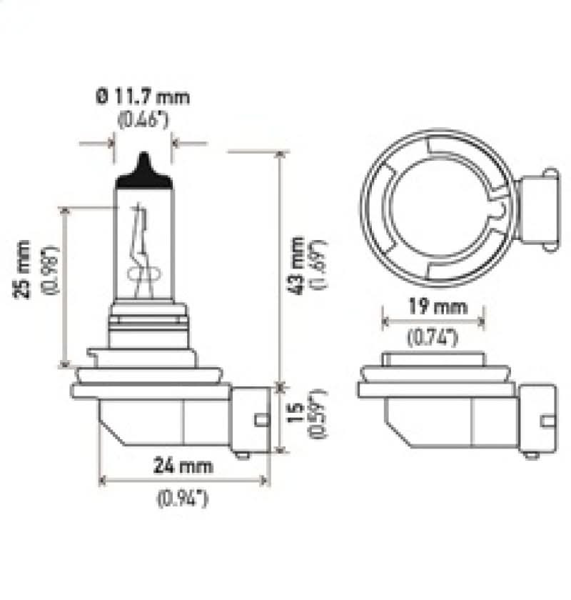 Hella H11 12V 55W Xenon White XB Bulb (Pair).