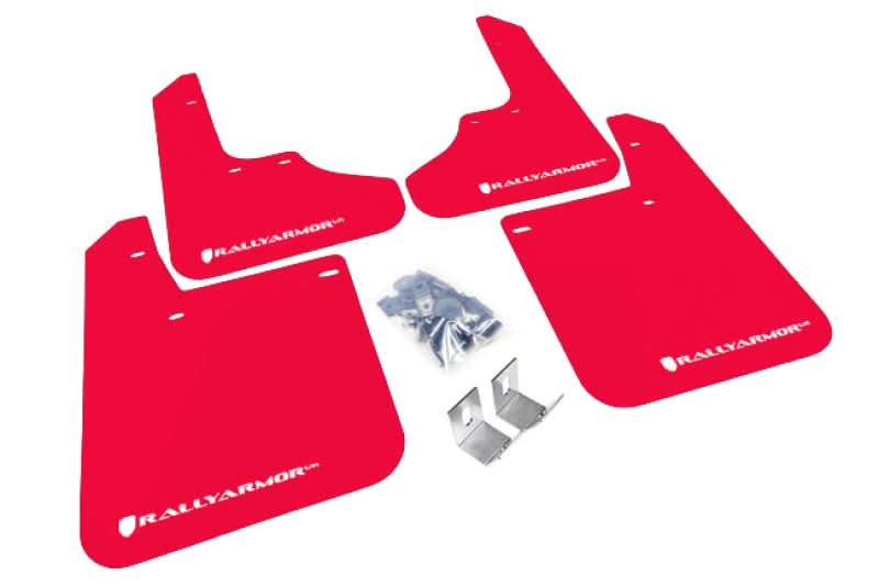 Rally Armor 93-01 Subaru Impreza RS Red UR Mud Flap w/ White Logo.