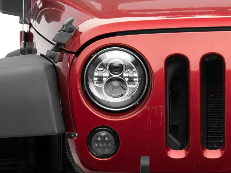 Raxiom 97-18 Jeep Wrangler TJ/JK Axial Series LED Daymaker Headlights- Chrome Housing (Clear Lens).