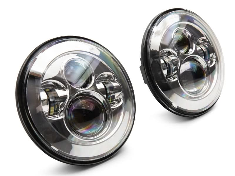 Raxiom 97-18 Jeep Wrangler TJ/JK Axial Series LED Daymaker Headlights- Chrome Housing (Clear Lens).