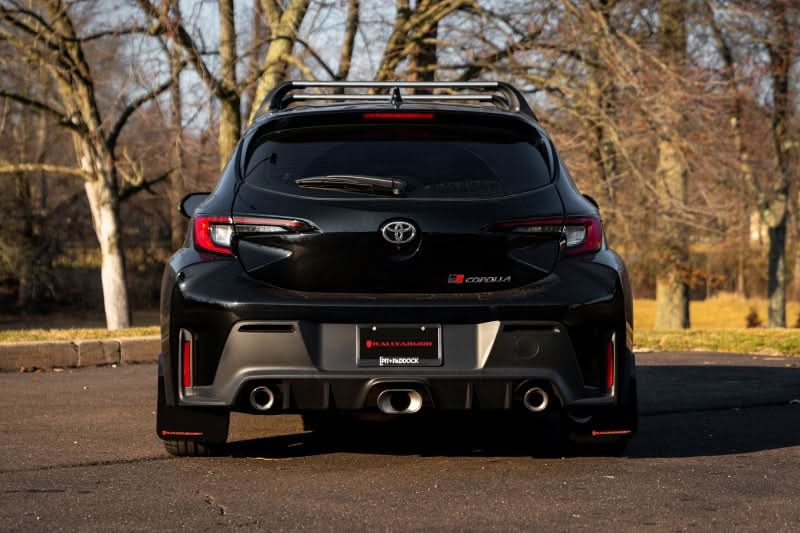 Rally Armor 23-24 Toyota GR Corolla Black UR Mud Flap w/Dark Grey Logo.