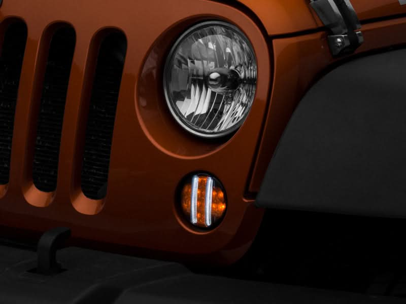 Raxiom 07-18 Jeep Wrangler JK Axial Series LED Front Turn Signals (Smoked).