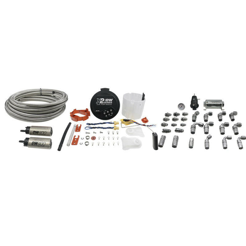 DeatschWerks 2006+ X2 Series Fuel Pump Module w/ Dual DW400 Pumps and Return PTFE Plumbing Kit.