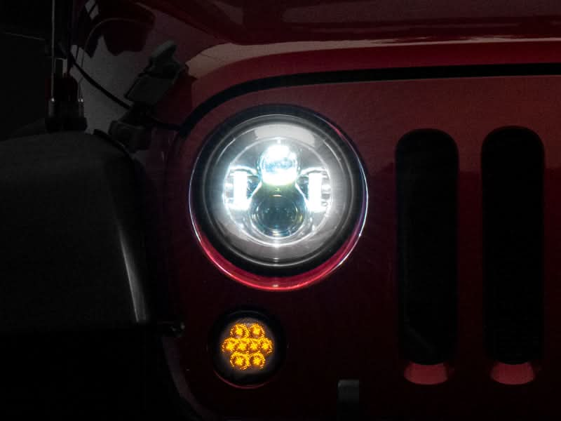 Raxiom 97-18 Jeep Wrangler TJ/JK Axial Series LED Daymaker Headlights- Chrome Housing (Clear Lens).