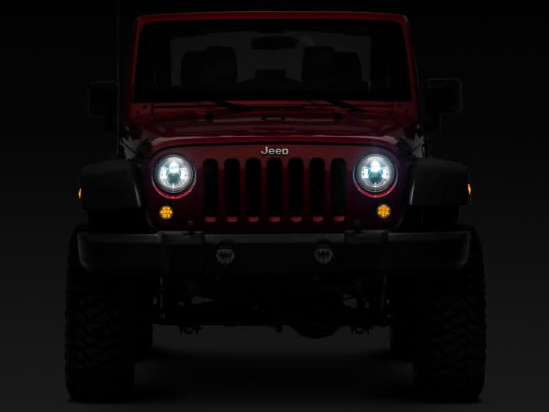 Raxiom 97-18 Jeep Wrangler TJ/JK Axial Series LED Daymaker Headlights- Chrome Housing (Clear Lens).